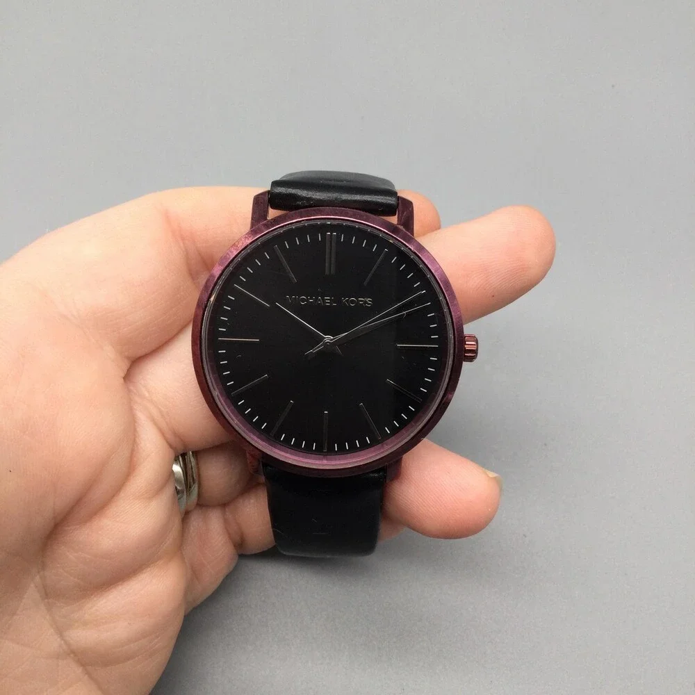 Michael Kors Jaryn Womens Watch 38mm Black Dial Purple Case Leather MK-2646 - Picture 5 of 15